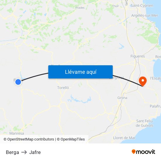 Berga to Jafre map