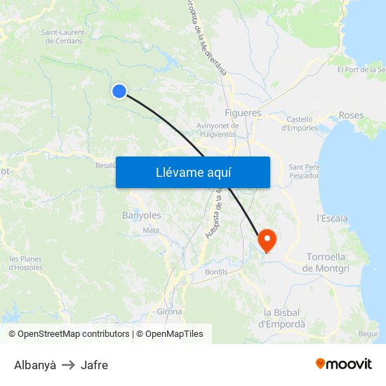 Albanyà to Jafre map