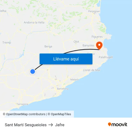 Sant Martí Sesgueioles to Jafre map