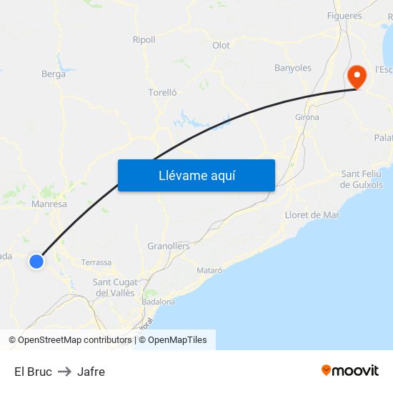 El Bruc to Jafre map