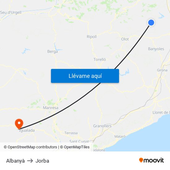 Albanyà to Jorba map