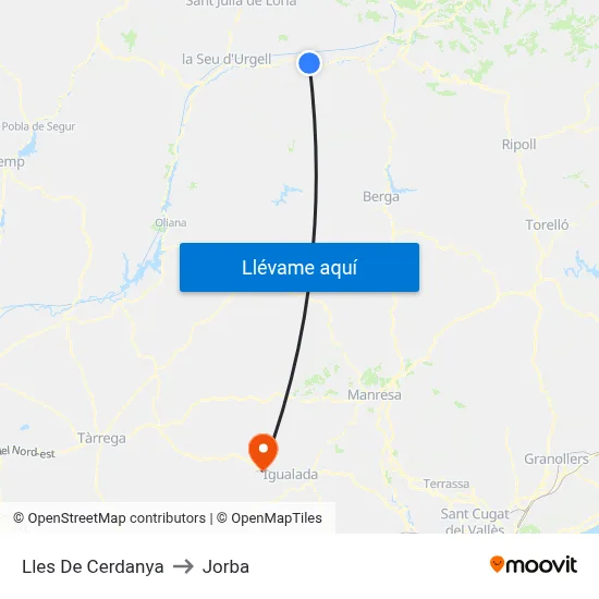 Lles De Cerdanya to Jorba map