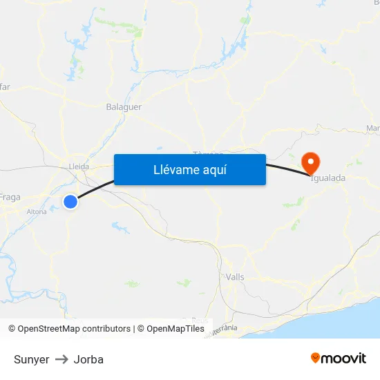 Sunyer to Jorba map