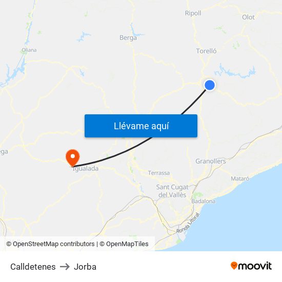 Calldetenes to Jorba map