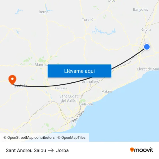 Sant Andreu Salou to Jorba map
