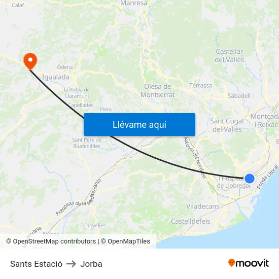 Sants Estació to Jorba map