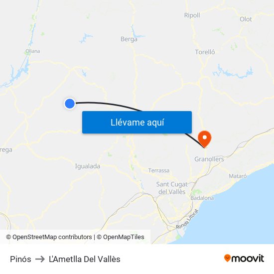 Pinós to L'Ametlla Del Vallès map