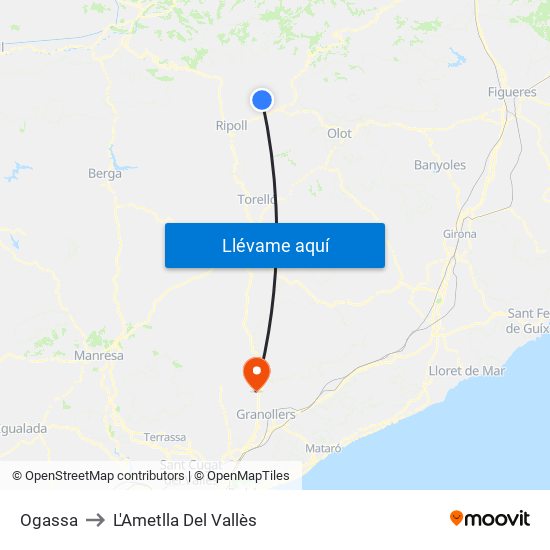 Ogassa to L'Ametlla Del Vallès map