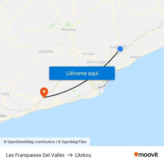 Les Franqueses Del Vallès to L'Arboç map