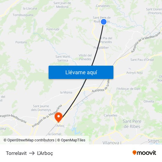 Torrelavit to L'Arboç map