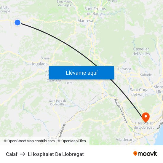 Calaf to L'Hospitalet De Llobregat map