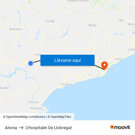 Aitona to L'Hospitalet De Llobregat map