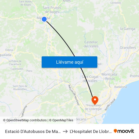 Estació D'Autobusos De Manresa to L'Hospitalet De Llobregat map