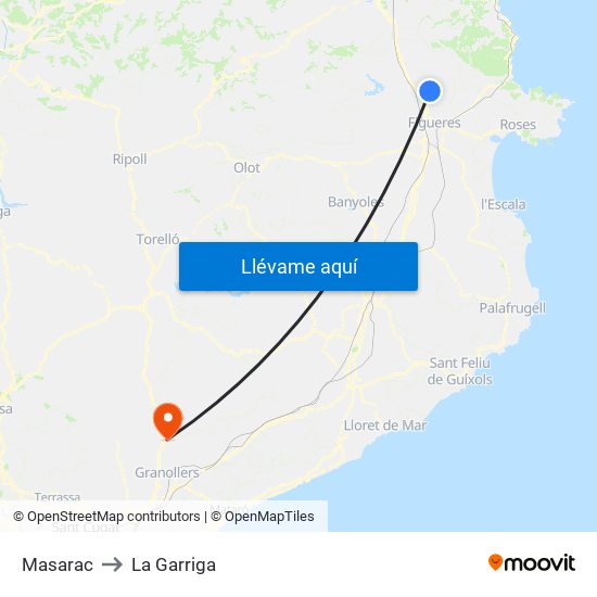 Masarac to La Garriga map