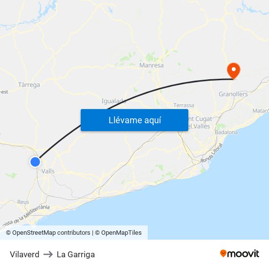 Vilaverd to La Garriga map
