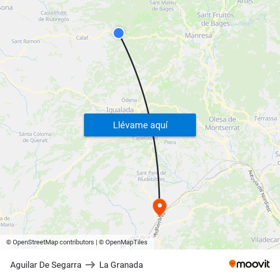 Aguilar De Segarra to La Granada map