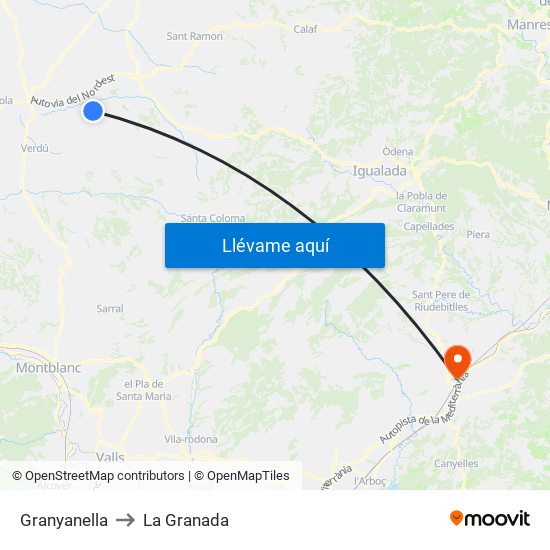 Granyanella to Granyanella map
