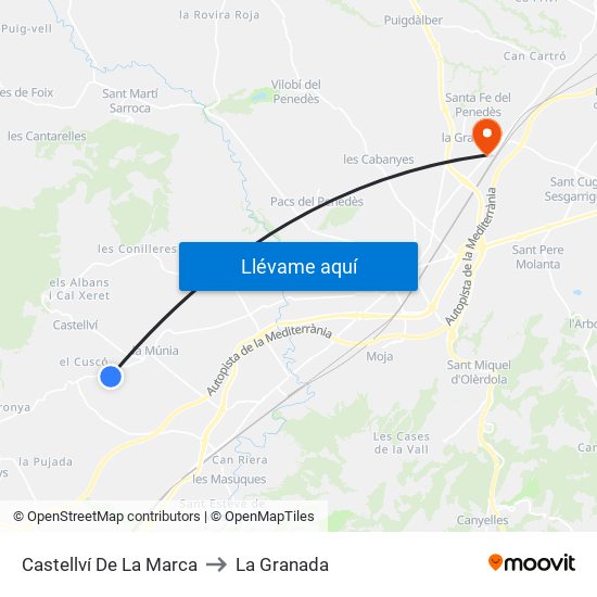 Castellví De La Marca to La Granada map