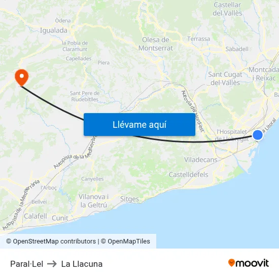 Paral·Lel to La Llacuna map