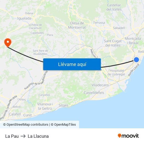 La Pau to La Llacuna map