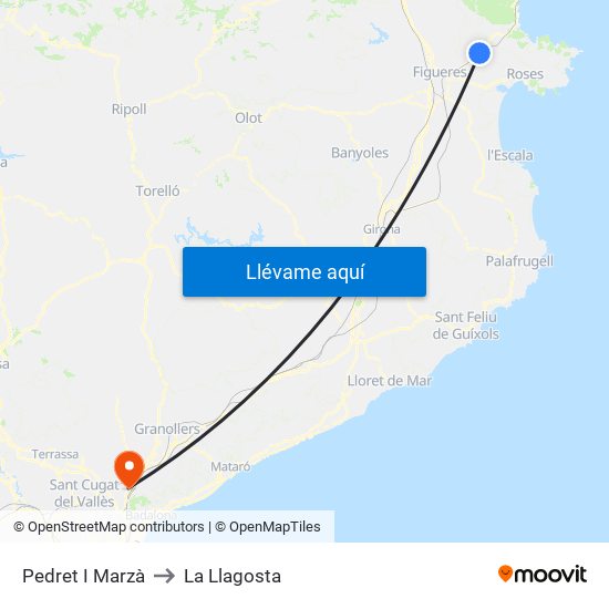 Pedret I Marzà to La Llagosta map