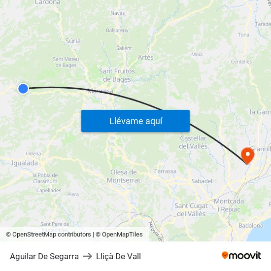 Aguilar De Segarra to Lliçà De Vall map