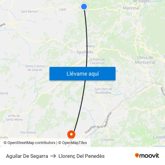 Aguilar De Segarra to Llorenç Del Penedès map