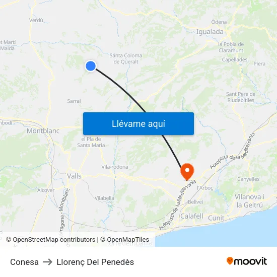 Conesa to Llorenç Del Penedès map