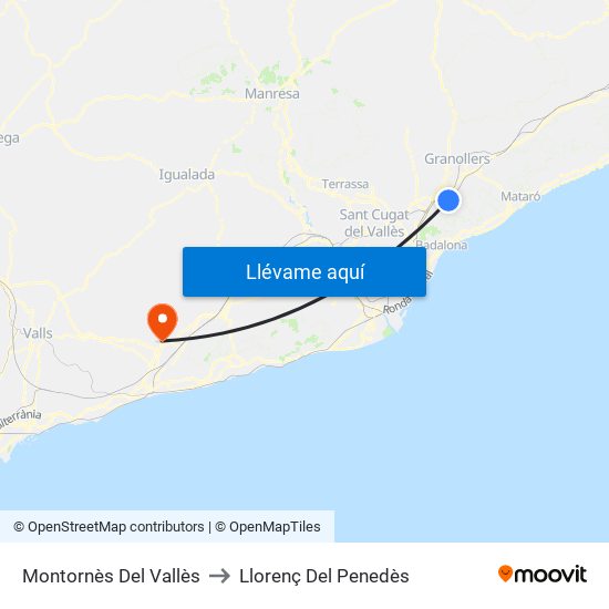 Montornès Del Vallès to Llorenç Del Penedès map