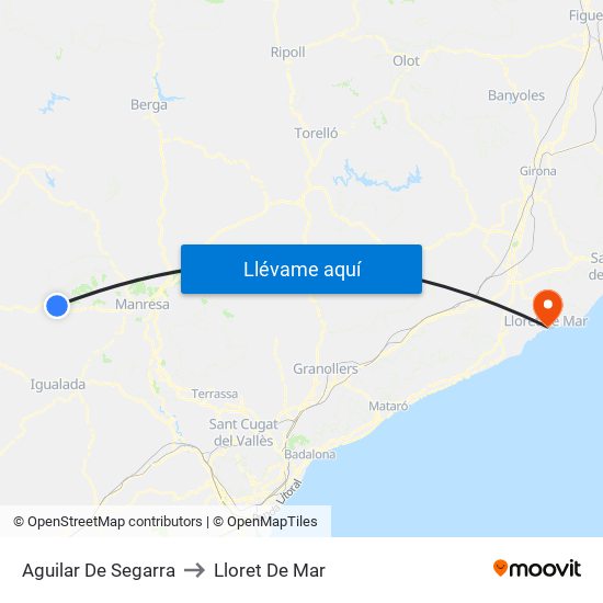 Aguilar De Segarra to Lloret De Mar map