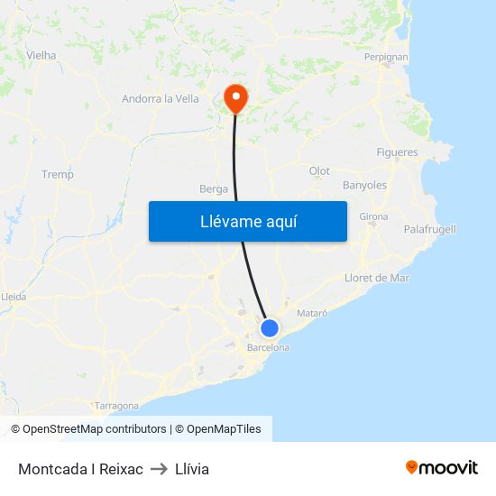 Montcada I Reixac to Llívia map