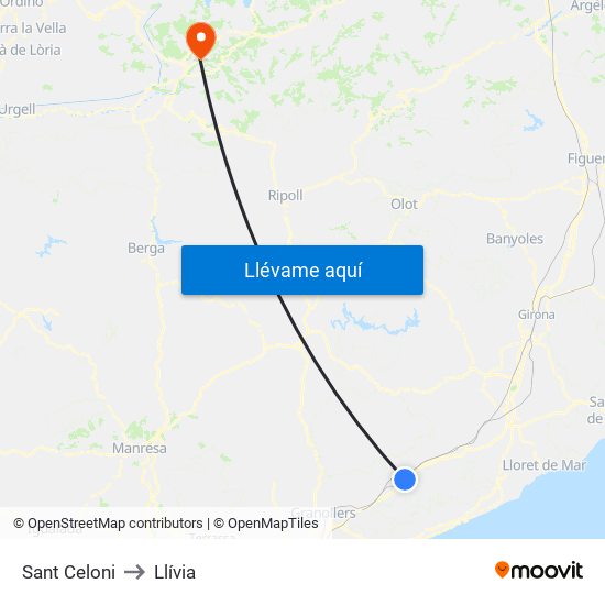 Sant Celoni to Llívia map