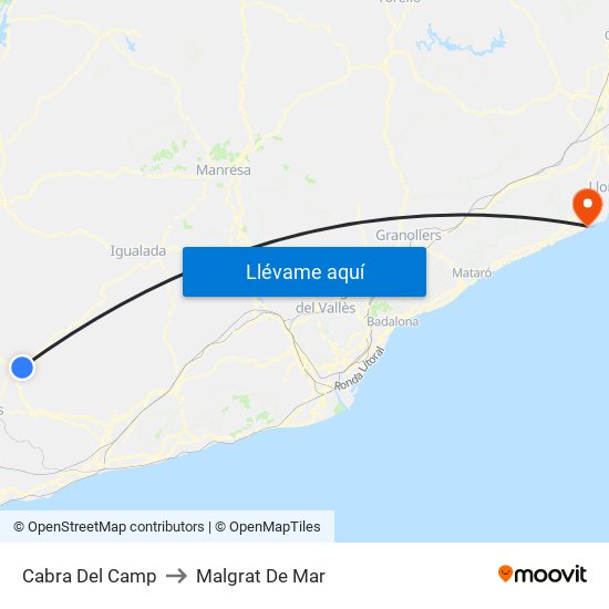 Cabra Del Camp to Malgrat De Mar map