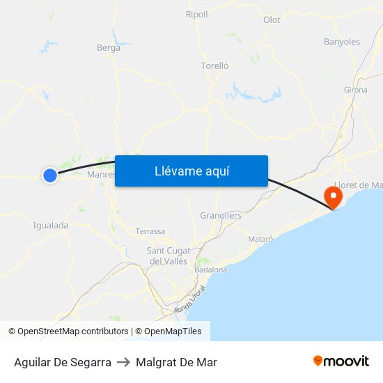 Aguilar De Segarra to Malgrat De Mar map