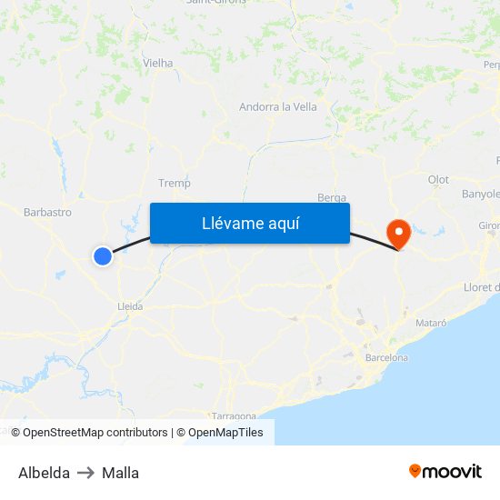Albelda to Malla map