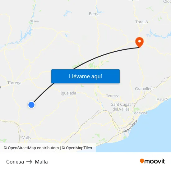 Conesa to Malla map