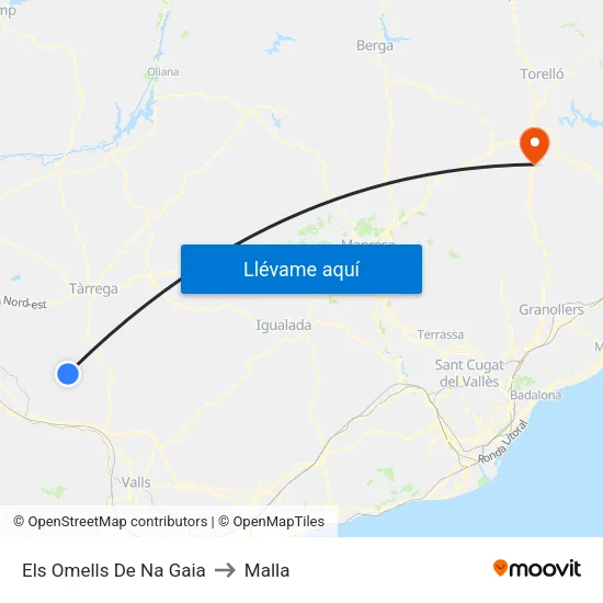 Els Omells De Na Gaia to Malla map