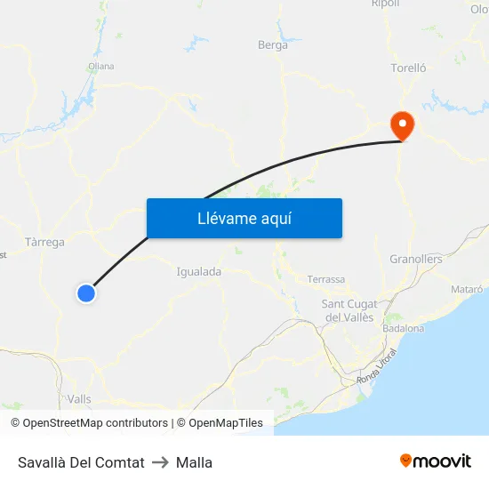 Savallà Del Comtat to Malla map