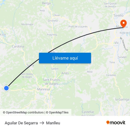Aguilar De Segarra to Manlleu map