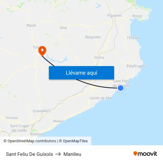 Sant Feliu De Guíxols to Manlleu map