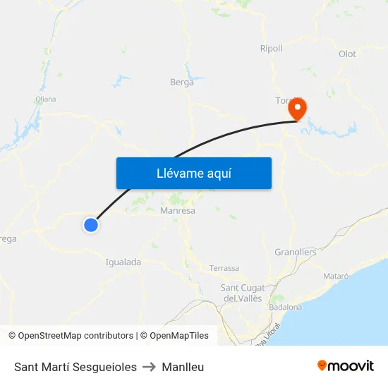 Sant Martí Sesgueioles to Manlleu map