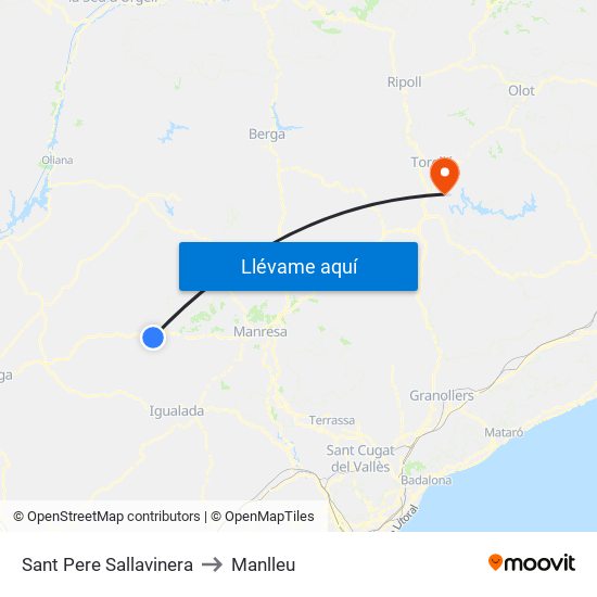 Sant Pere Sallavinera to Manlleu map