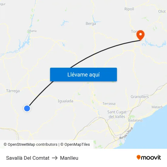 Savallà Del Comtat to Manlleu map