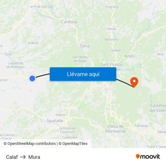 Calaf to Mura map