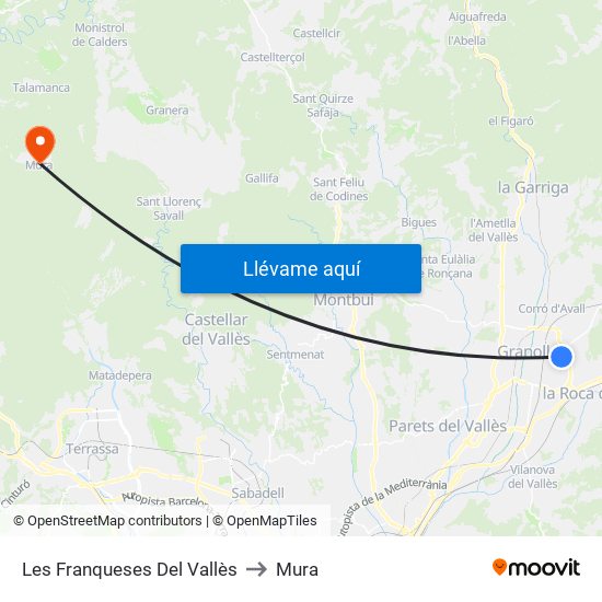 Les Franqueses Del Vallès to Mura map