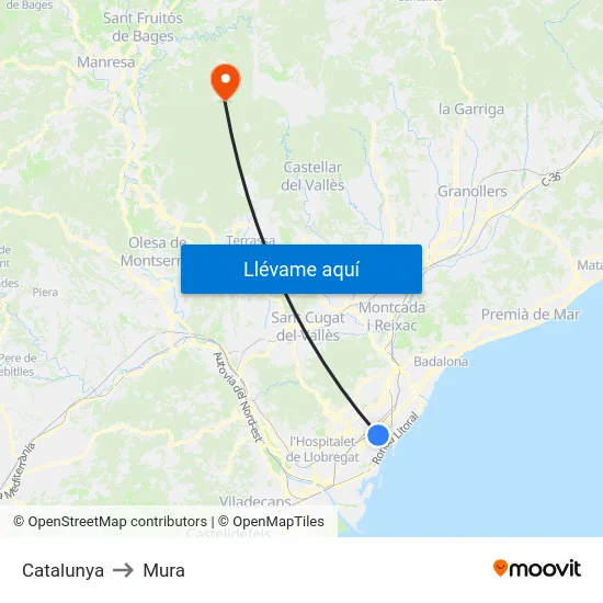 Catalunya to Mura map