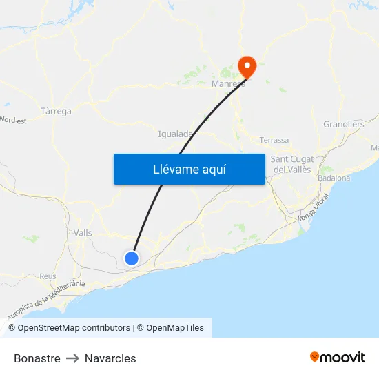 Bonastre to Navarcles map