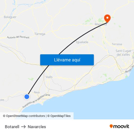 Botarell to Navarcles map