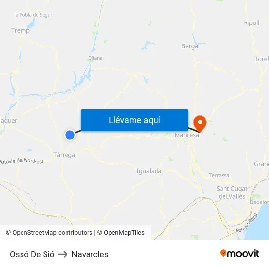 Ossó De Sió to Navarcles map
