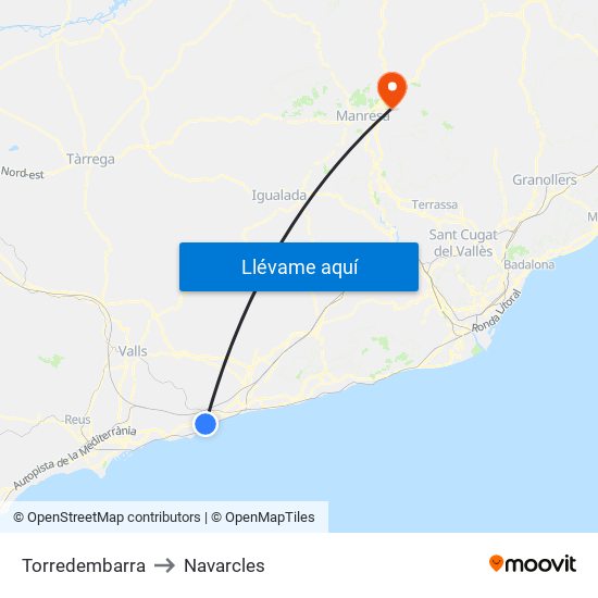 Torredembarra to Navarcles map